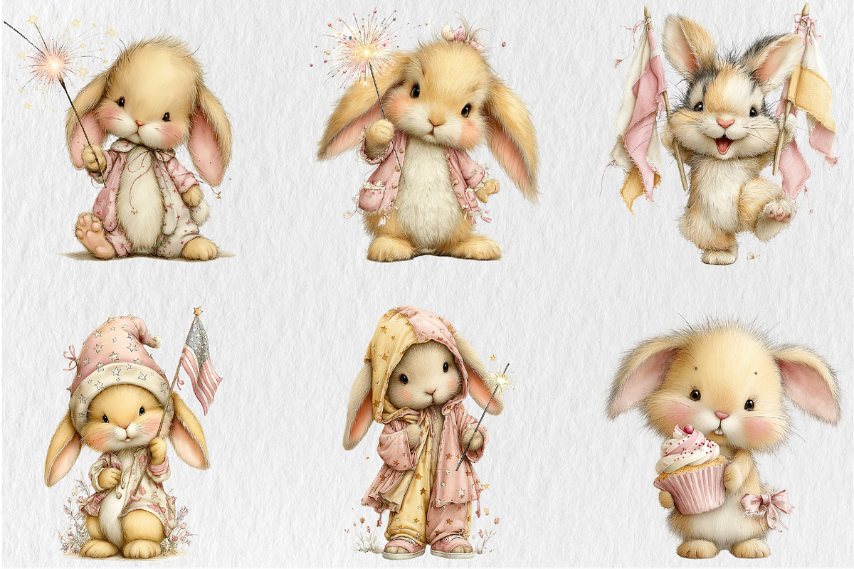 Whimsical 4th Of July Bunny Clipart, a Seasonal Illustration by Rose Art (Photo 4 of 6)