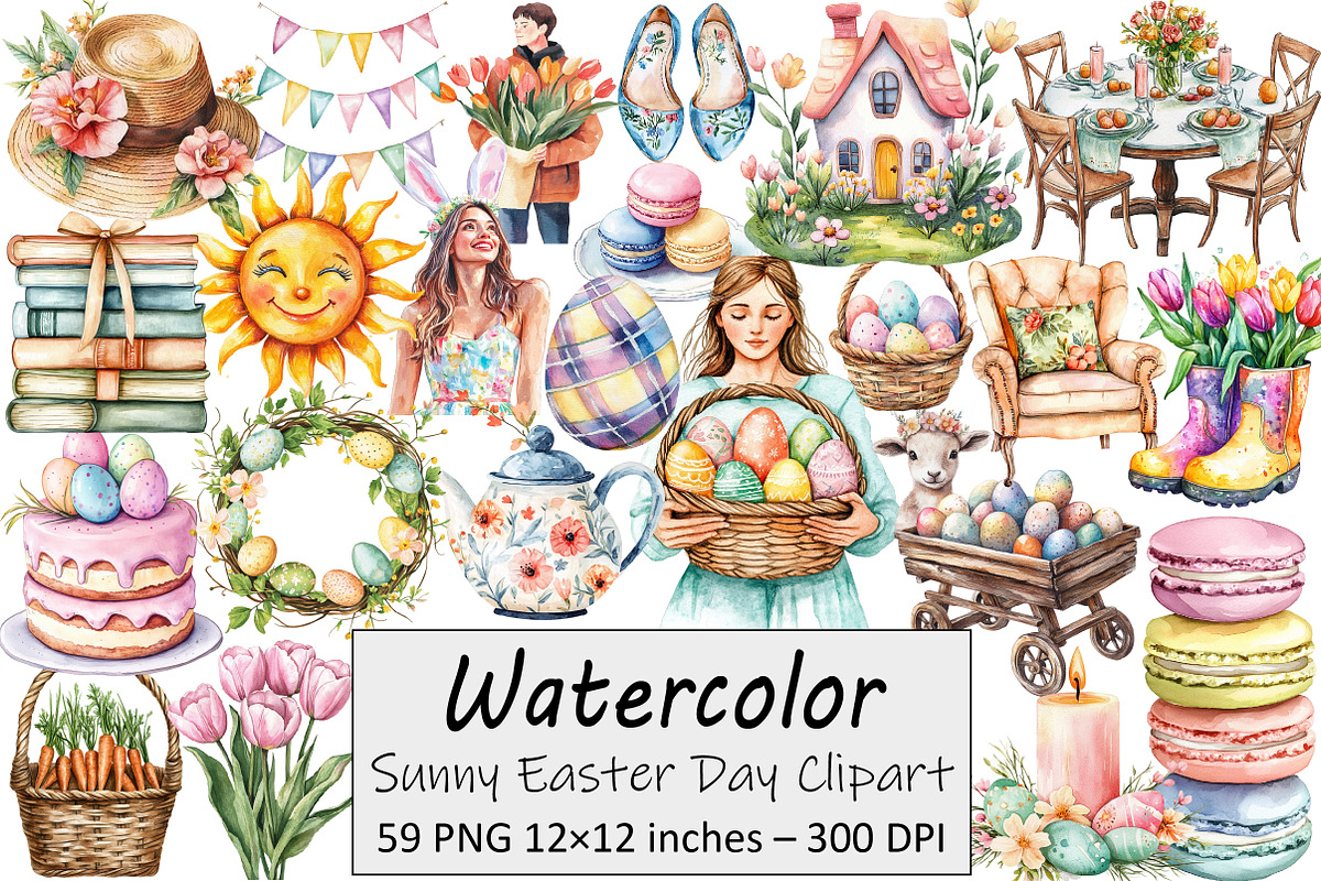 Sunny Easter Day Clipart, an Illustration by Design Market (Photo 1 of 4)