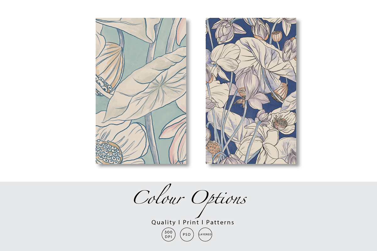 Vintage Ethereal Lotus, a Pattern Graphic by Print Diaries (Photo 2 of 5)