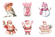 Watercolor Pink Christmas Clipart, an Illustration by SinaCreation (Thumbnail 3 of 7)