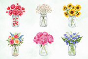 Watercolor Mason Jar Flowers Set, an Illustration by Creative Art (Thumbnail 3 of 9)