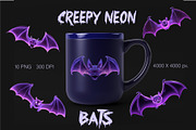 Creepy Neon Bats. Halloween Mascot., an Animal Illustration by KENO Mascots (Thumbnail 3 of 10)