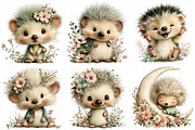 Whimsical Baby Hedgehog Png Clipart, an Illustration by Daily.Designs (Thumbnail 7 of 8)
