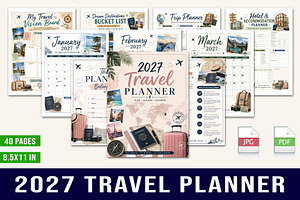 2027 Travel Planner, a Stationery Template by Designmela01