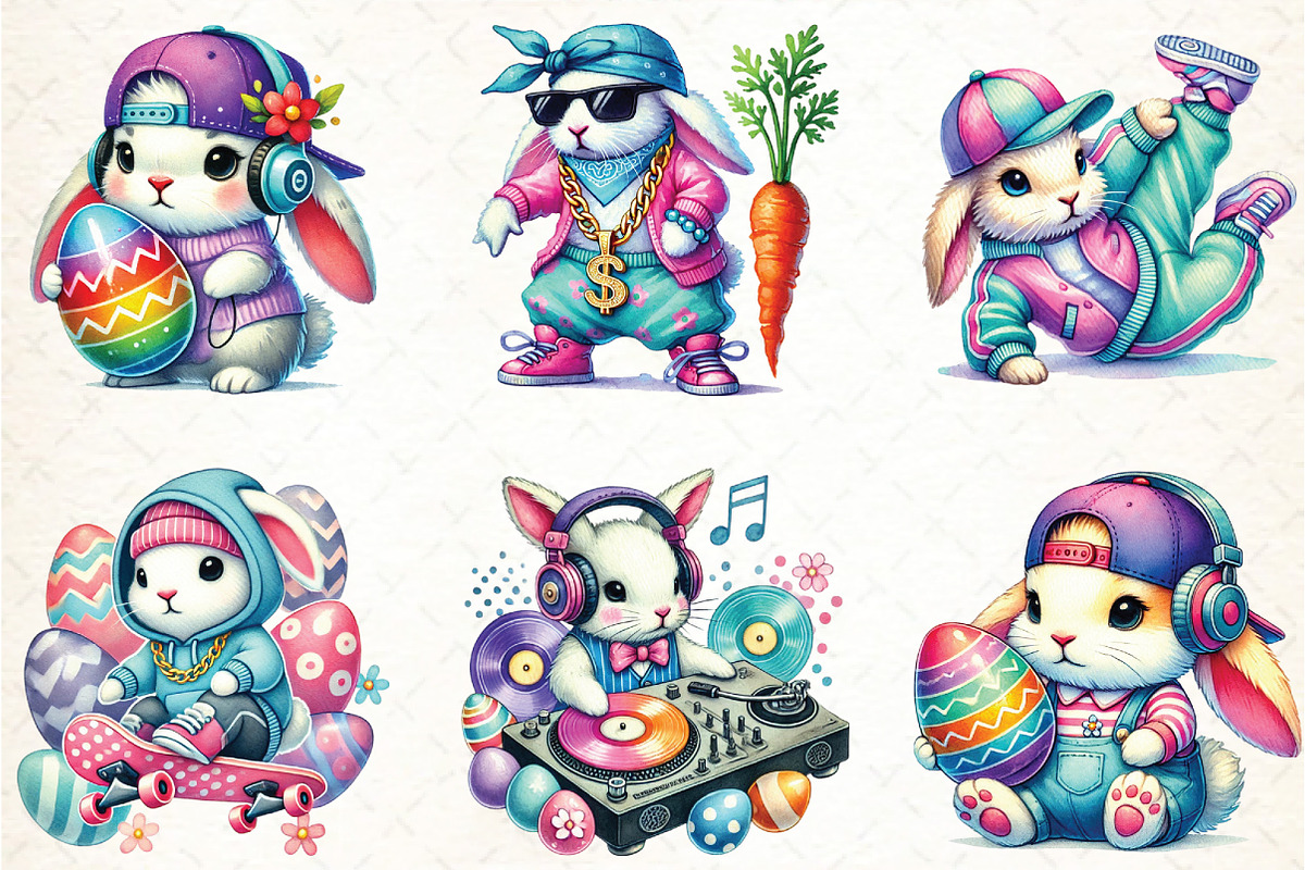 Easter hip hop Bunny Sublimation, an Illustration by DreamCafeArt (Photo 2 of 5)