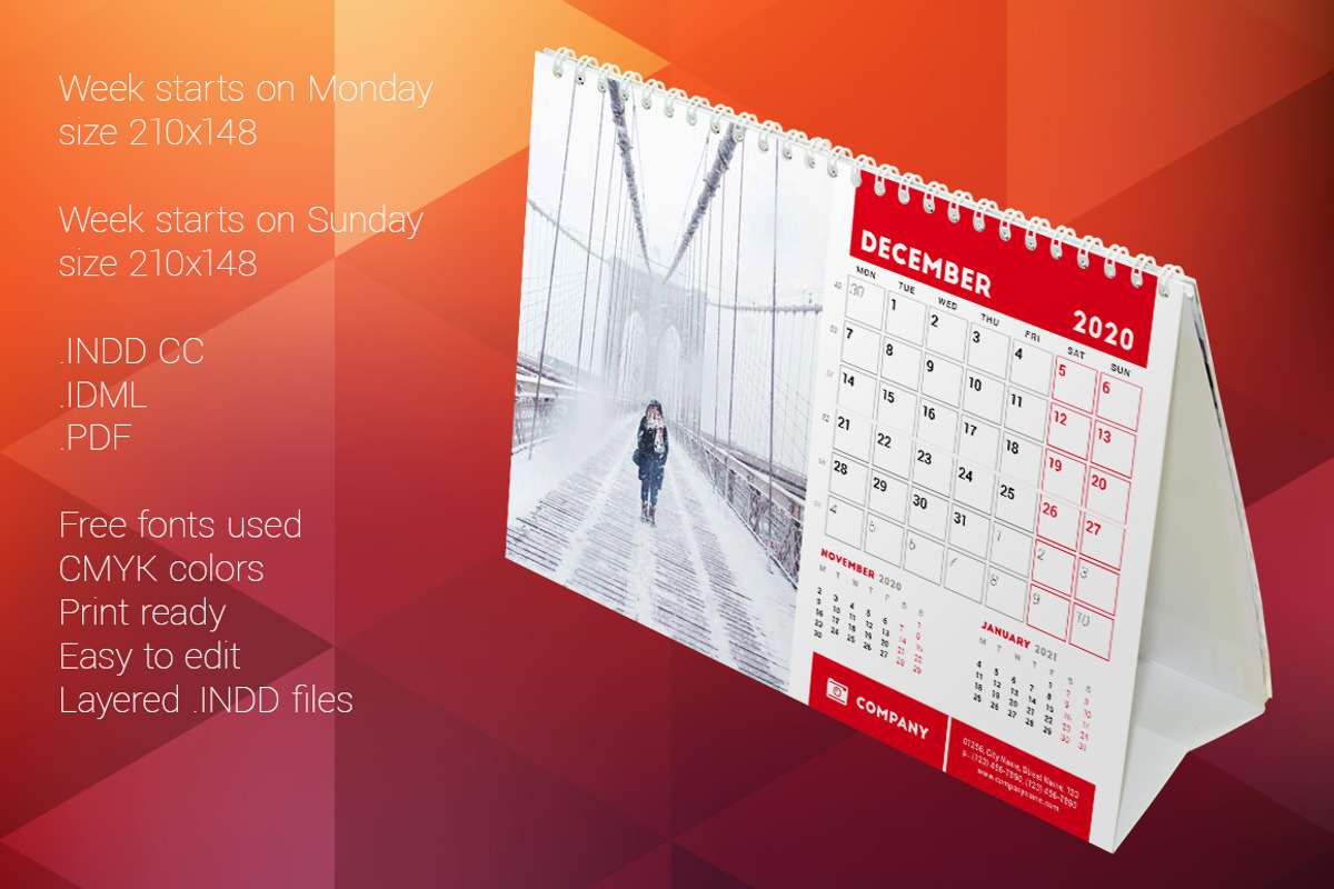 Desk Calendar 2020, a Stationery Template by AntartStock (Photo 4 of 4)