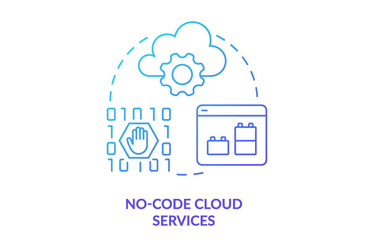 No-code cloud services blue gradient, an Icon by IMG Visuals