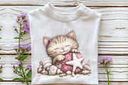 Watercolour Summer Cat Clipart, an Illustration by OK Design (Thumbnail 6 of 6)