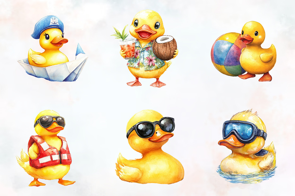Cute Summer Rubber Duck Clipart, an Illustration by RobertsArt (Photo 2 of 7)