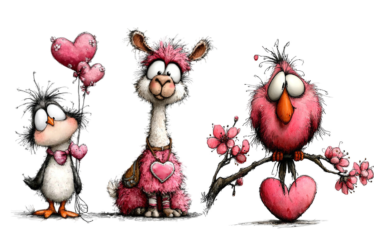Whimsical Valentine Animals Clipart, an Illustration by Dream Creation (Photo 4 of 5)