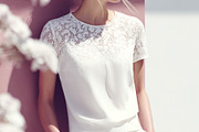 Blonde woman in sunglasses wearing white lace shirt and trousers, a Beauty & Fashion Photo by Studio ANNA (Thumbnail 2 of 2)