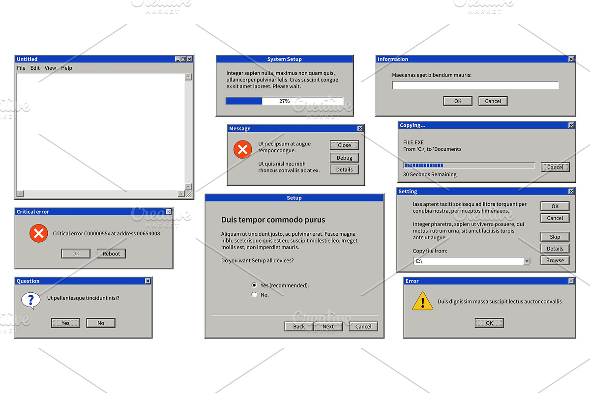 Old user interface. Browser window, a Technology Illustration by YummyBuum