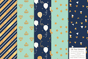 Navy & Mint Gold Foil Digital Papers, a Pattern Graphic by Amanda Ilkov (Thumbnail 2 of 4)