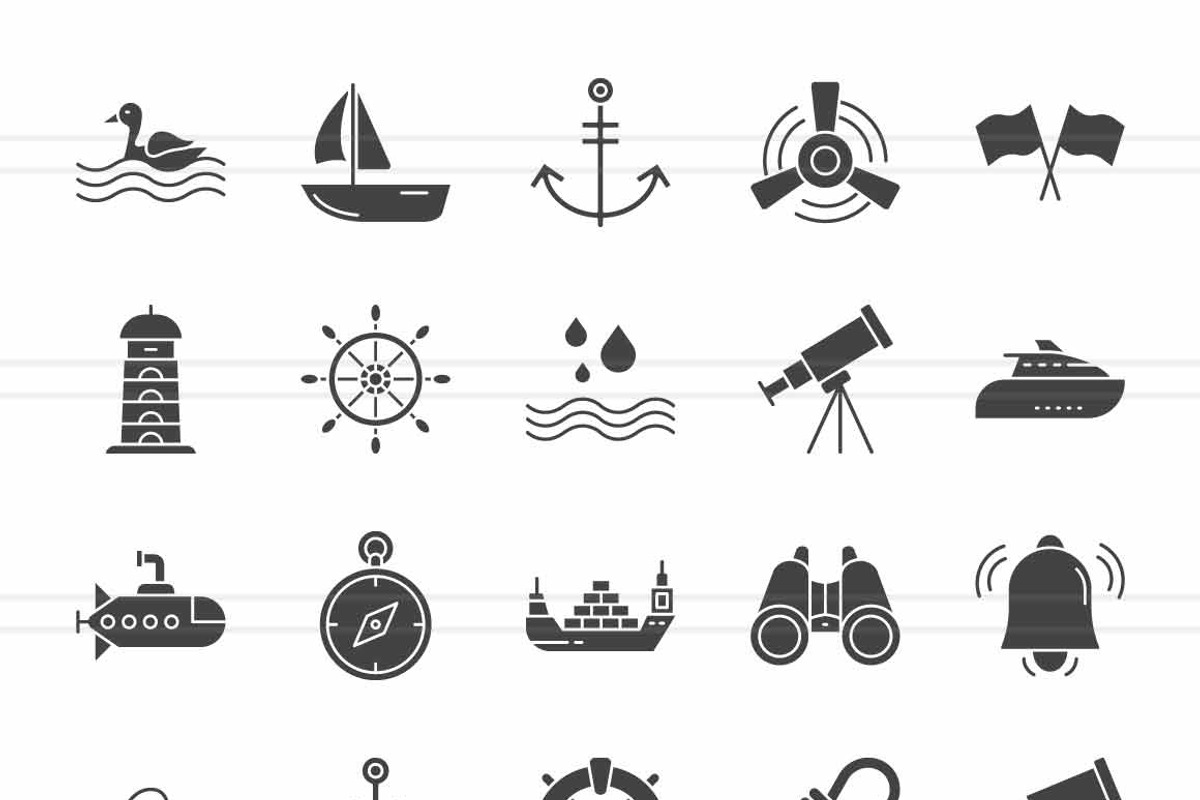 50 Sea Glyph Icons, an Icon by IconBunny (Photo 2 of 2)