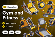 Gym and Fitness 3D Icons, an Object 3D Model by Rakata Studio (Thumbnail 1 of 7)