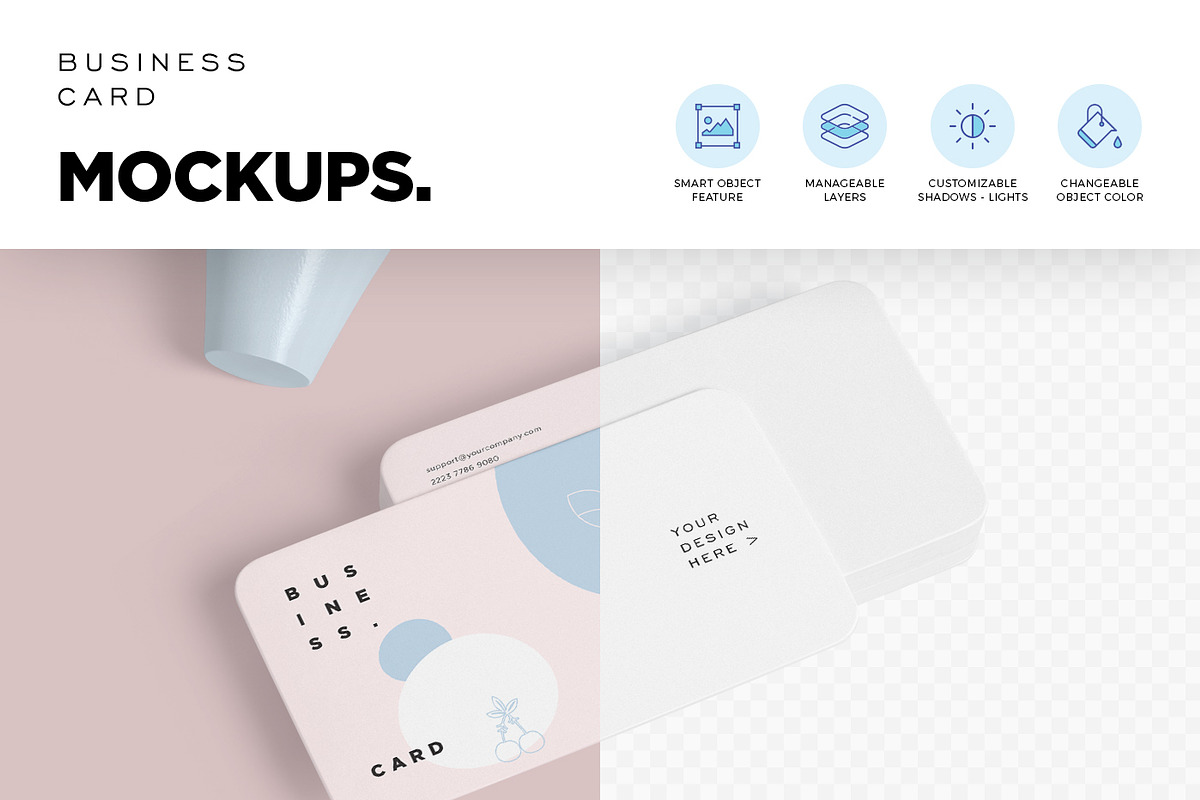 Rounded Business Card Stack Mockups, a Product Mockup by DesignNeutrons