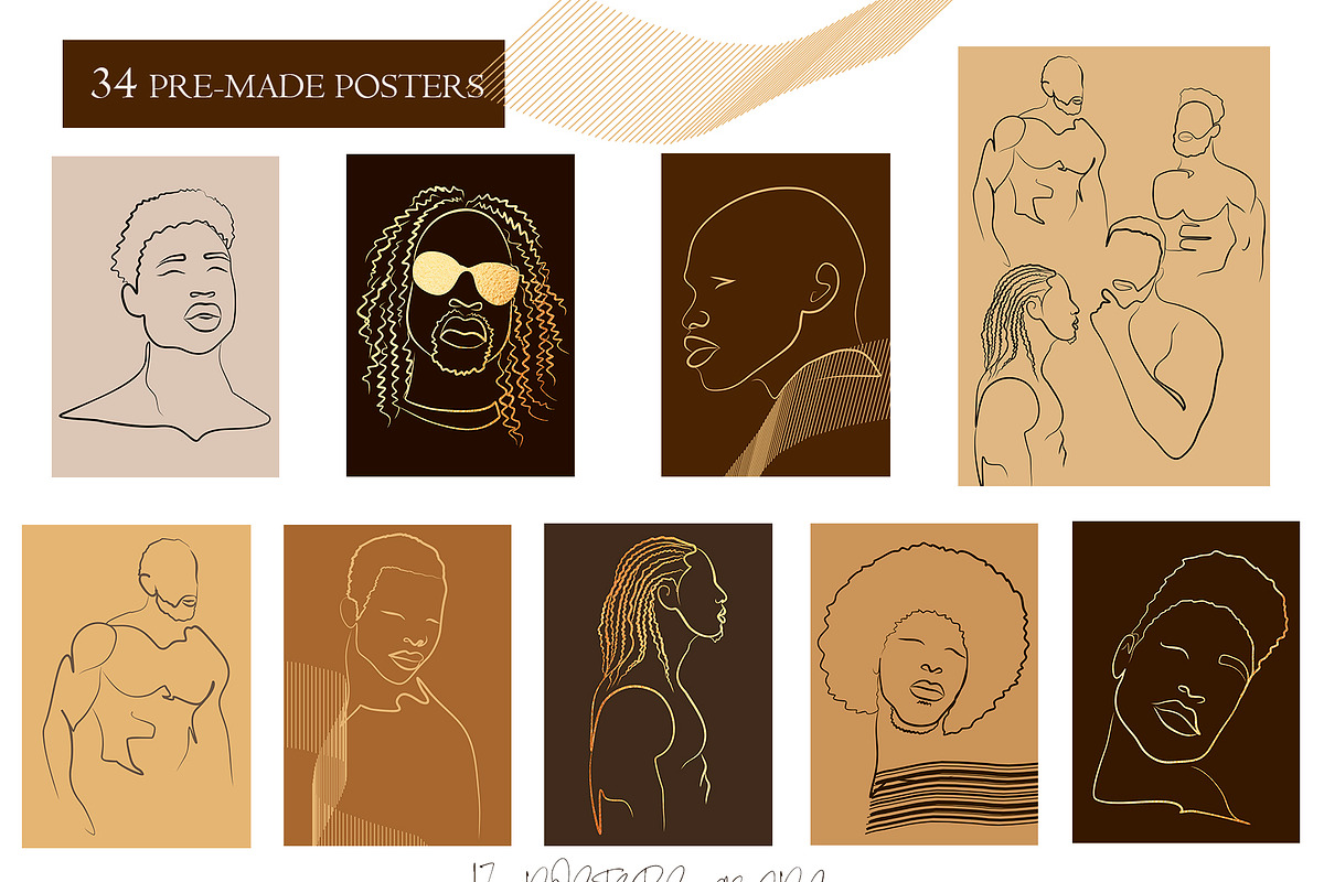 LINE ART COLLECTION BLACK MALE, an Illustration by ArtOLB (Photo 8 of 10)