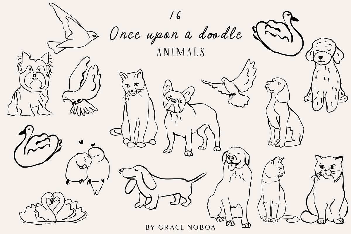 Whimsical doodle Line art svg vector, a Decorative Illustration by Grace Noboa Illustrations (Photo 7 of 19)
