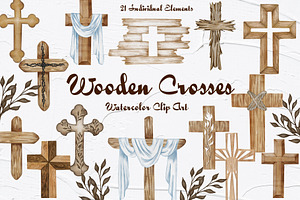 Wooden Crosses Watercolor Set