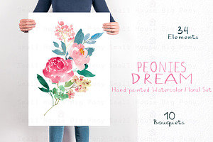 Peonies Dream - Watercolor Floral Se