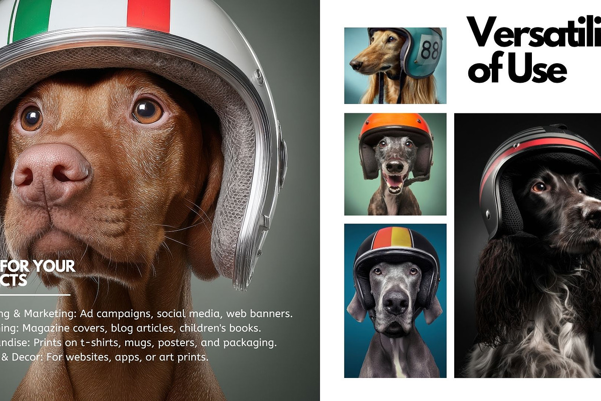 Speedy Tails: Helmet Dogs Bundle, an Animal Photo by Virgo Studio (Photo 5 of 6)