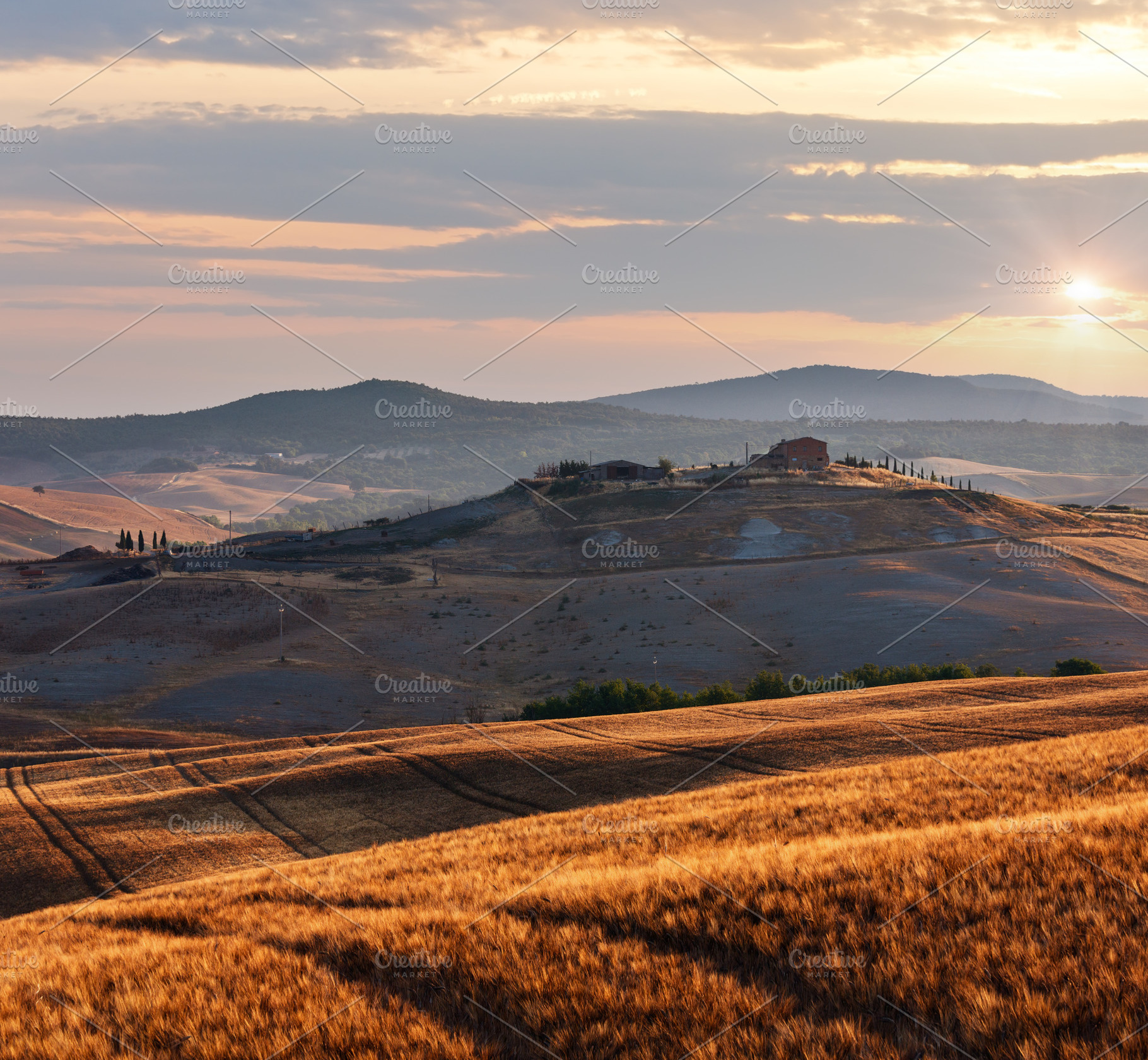 Tuscany sunrise countryside, Italy, a Nature Photo by YuriyB