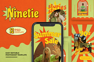 Ninetie 90s Instagram Template, a Social Media Template by Shinra Labs