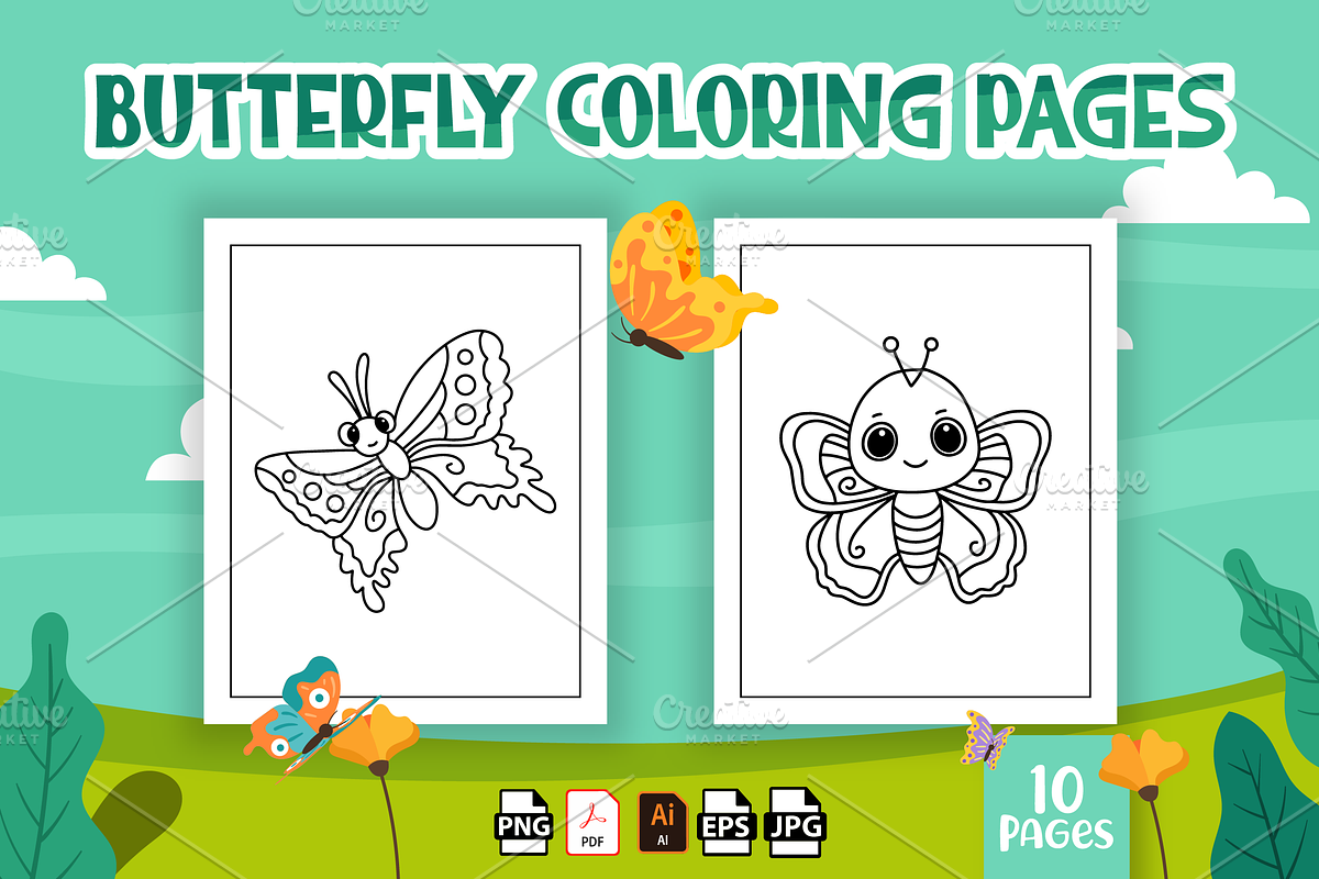 Cute Butterfly Coloring Book for Kid, an Animal Illustration by MK.CreativeHub (Photo 2 of 3)