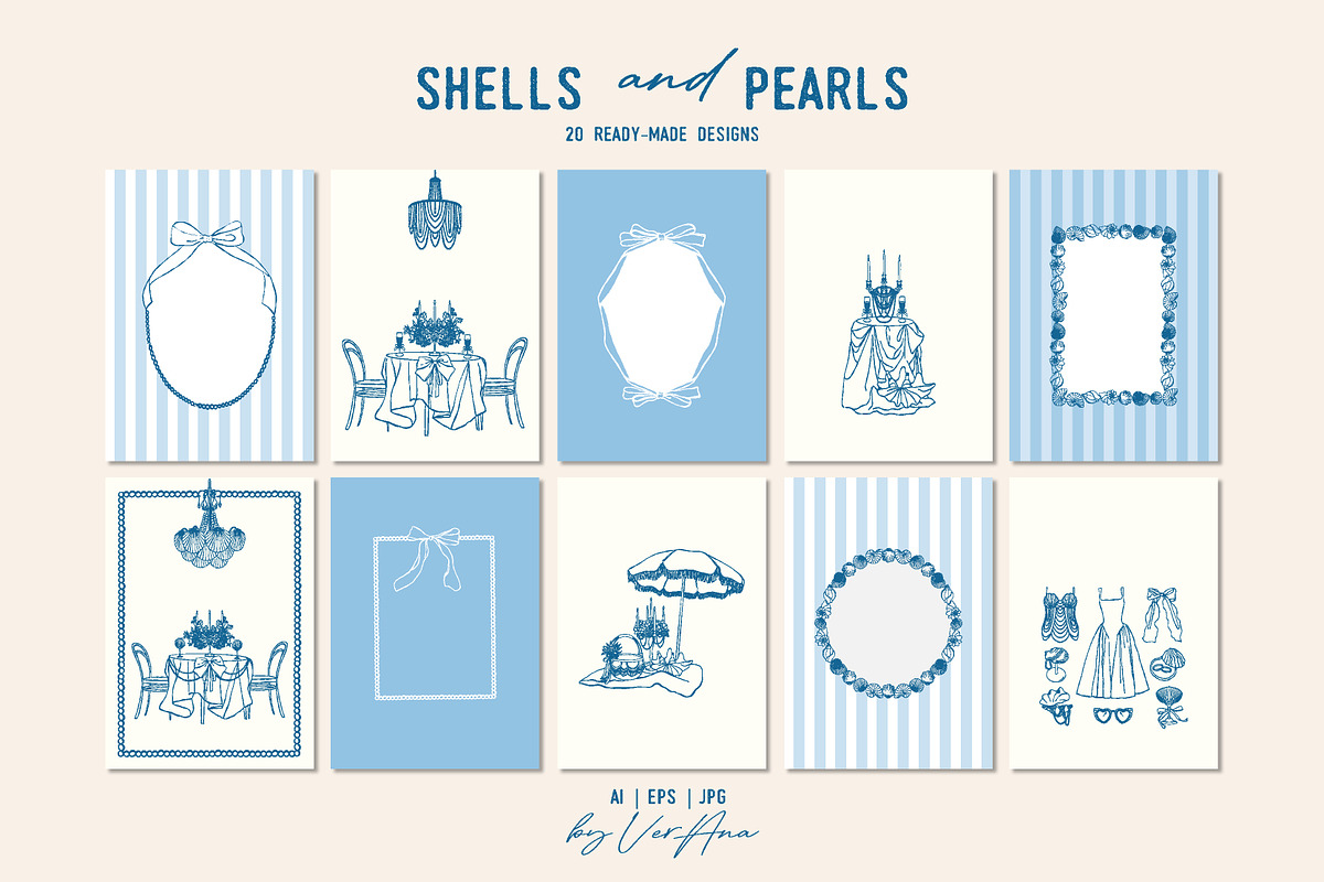 Shells and Pearls Coastal Vector Set, an Object Illustration by VerAna (Photo 5 of 18)