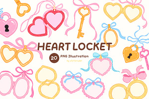 20 Cute Heart Locket Clipart