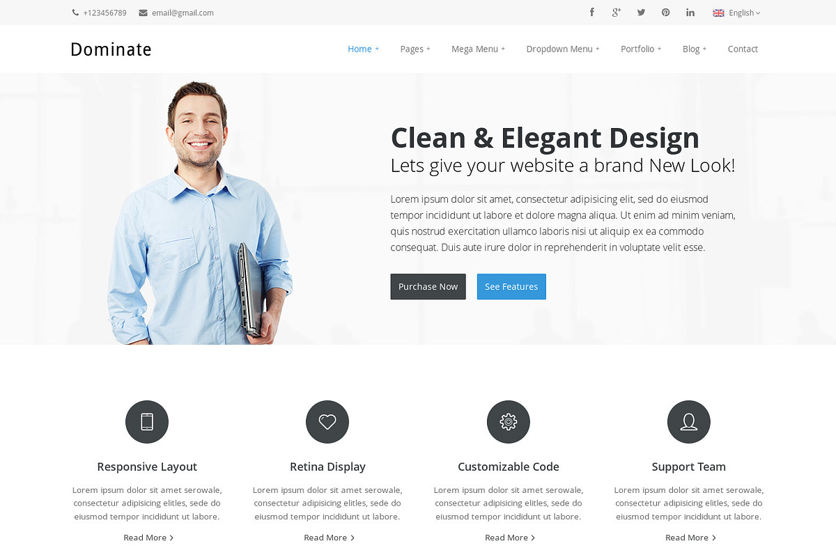 Dominate - Responsive HTML Template, a Websites & App Template by Be Smart