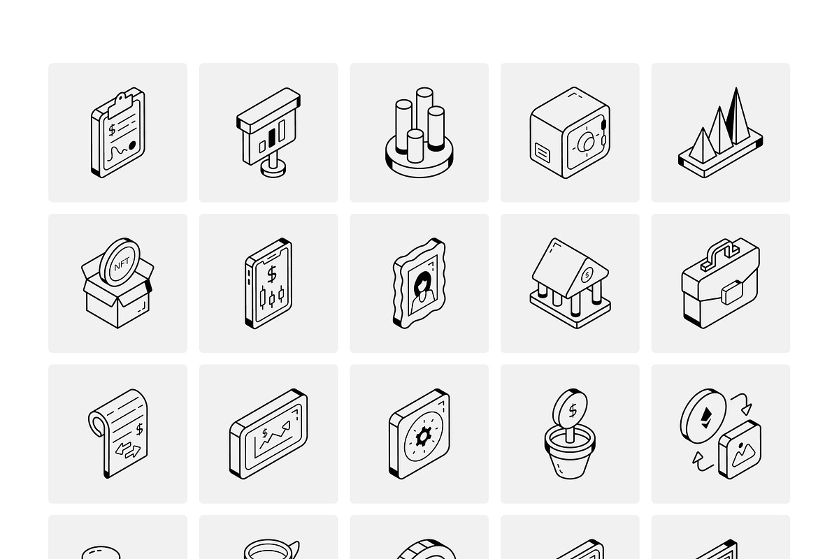 Isometric Fintech and Trade Icons, an Outline Icon by Vectors Market (Photo 4 of 5)