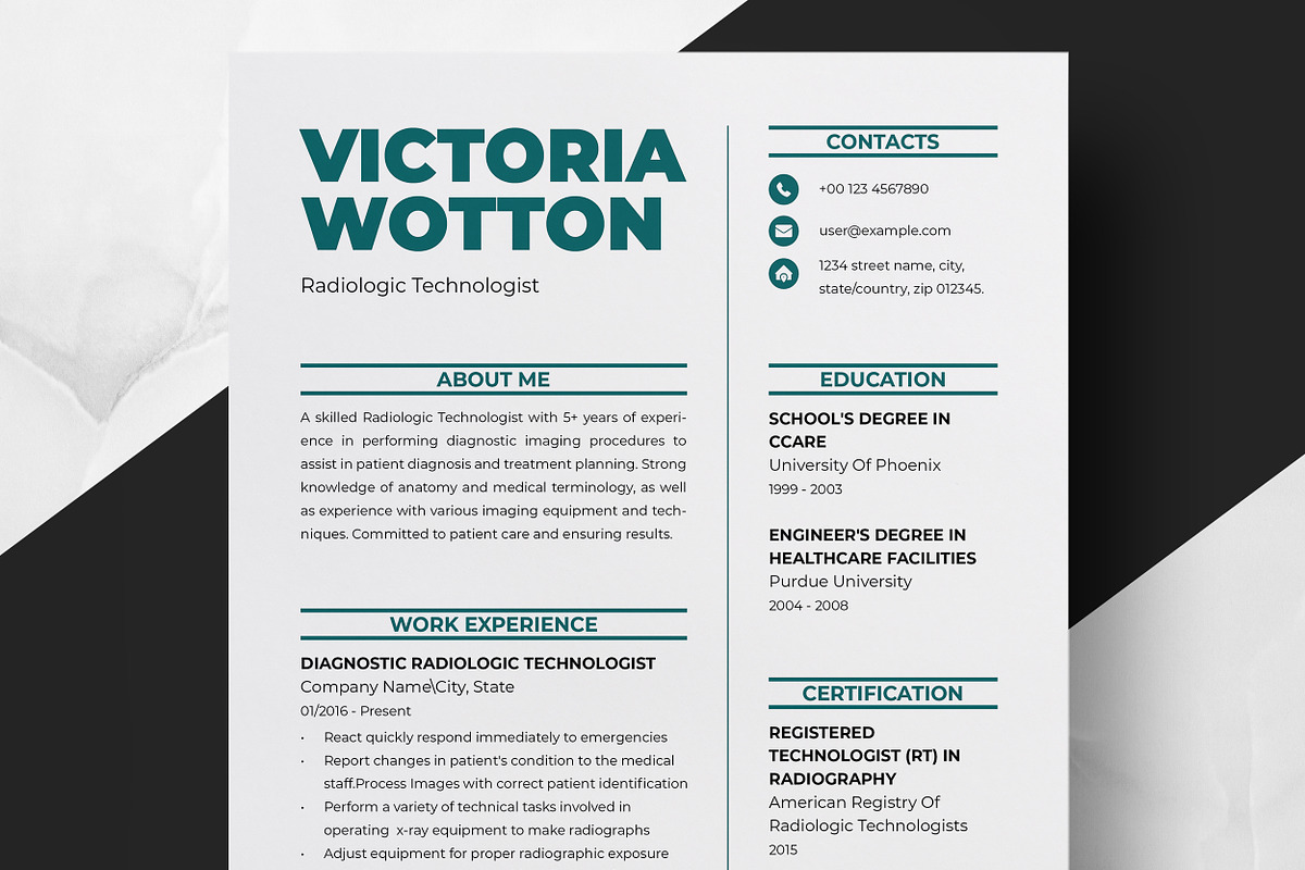 Simple & Sleek CV Template, a Resume Template by ResumeInventor (Photo 1 of 6)