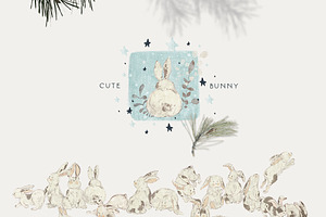 Cute Rabbits Animals Forest Bunny