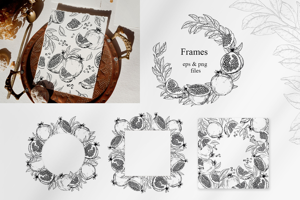 Black & white pomegranates, an Object Graphic by Jeanna Draw (Photo 7 of 8)