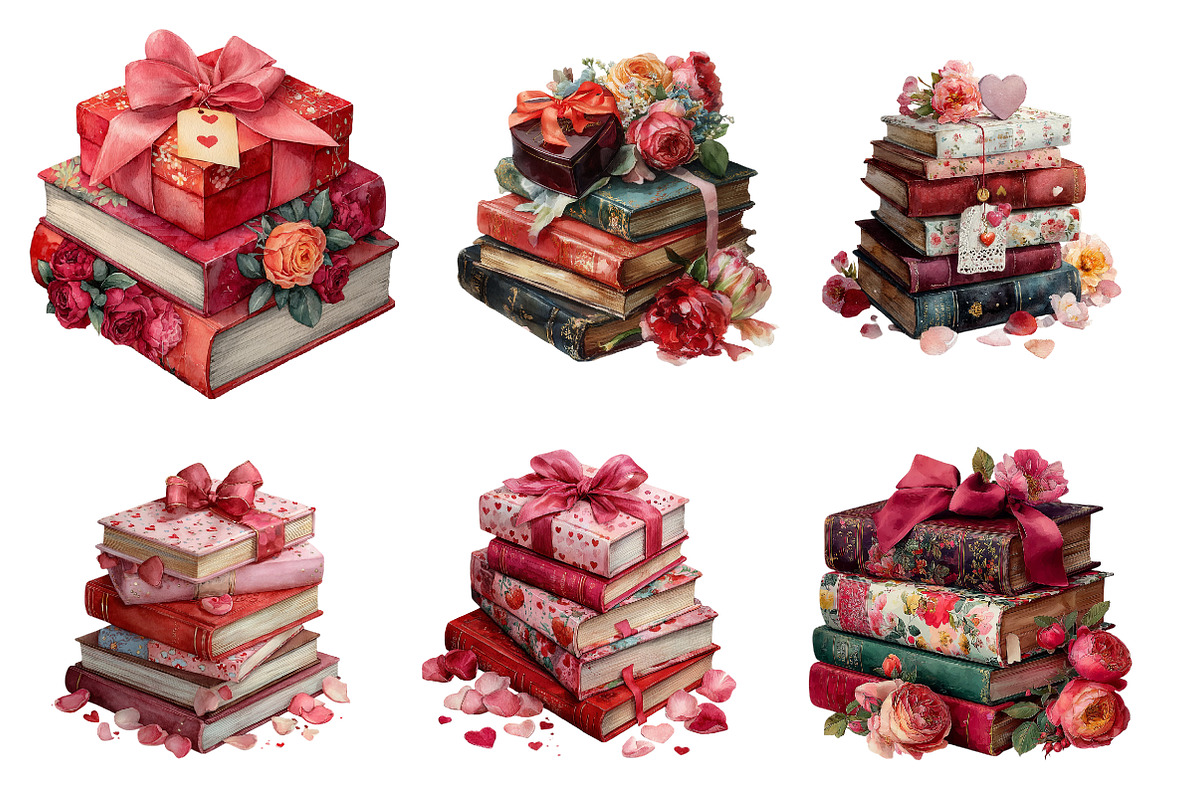 Valentine Books Sublimation Clipart, an Illustration by Designworld (Photo 2 of 5)