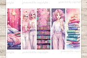 Pajama Weekend Bookmarks | Printable, a Person Illustration by GlamArtZhanna (Thumbnail 3 of 3)