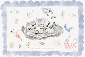 Le Sel: Watercolor Sea Illustrations, a Decorative Illustration by Purple