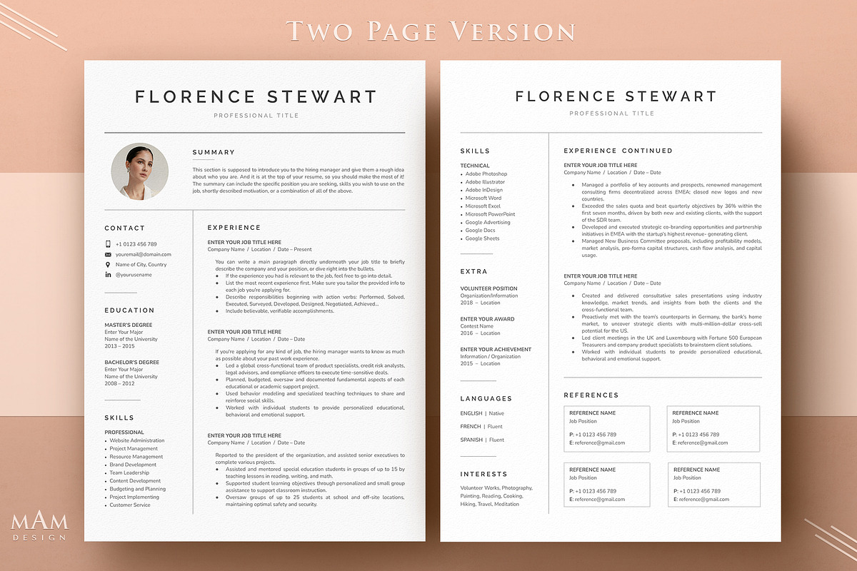 Resume Template with photo, a Resume Template by MAM Design (Photo 3 of 10)