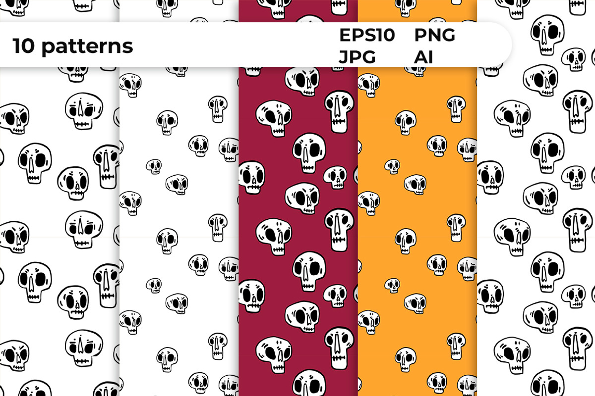 HALLOWEEN SKULLS 10 patterns, a Pattern Graphic by Ja Polina ArtShop (Photo 4 of 7)
