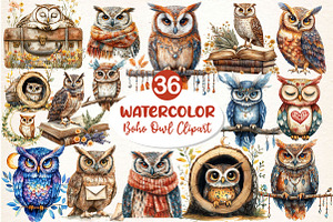 Boho Owl Sublimation Clipart, an Illustration by Dream Creation