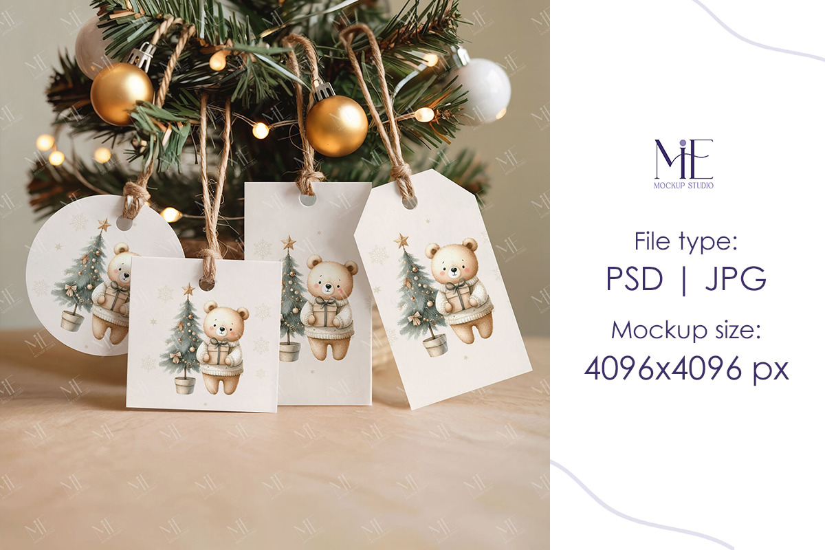 Christmas Gift Tag Mockup Set, an Advertising Mockup by Mie Mockup Studio (Photo 5 of 7)