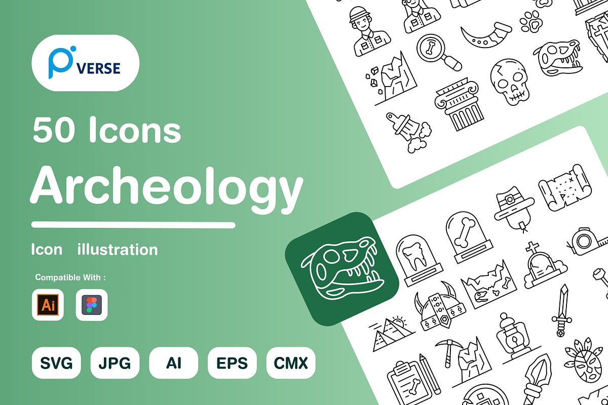 50 Archeology Icons – Editable Icons, an Outline Icon by Pexelverse (Photo 1 of 2)