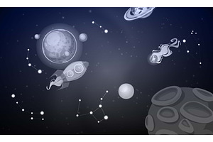 Cosmos With Planets Banner Vector