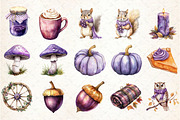Watercolor Purple Autumn Clipart, an Illustration by Rose Art (Thumbnail 2 of 7)