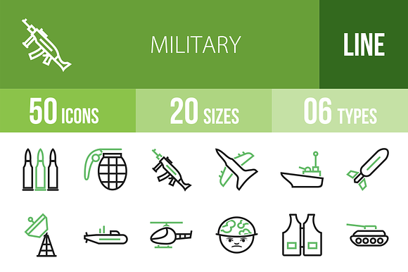 50 Military Green Black Icons