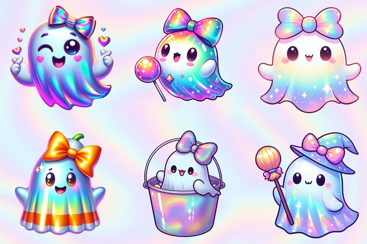 Halloween Iridescent Cute Ghost, an Illustration by RobertsArt (Photo 2 of 7)