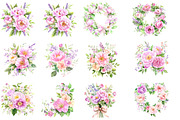 Pink blush Floral watercolor clipart, an Illustration by Designworld (Thumbnail 3 of 5)