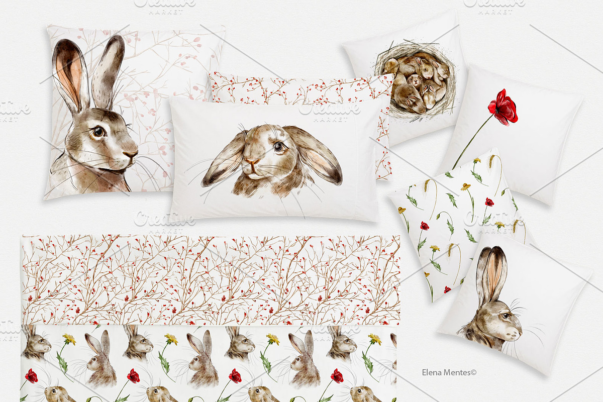 Springtime Rabbits - digital, an Animal Illustration by Elena Mentes (Photo 8 of 9)
