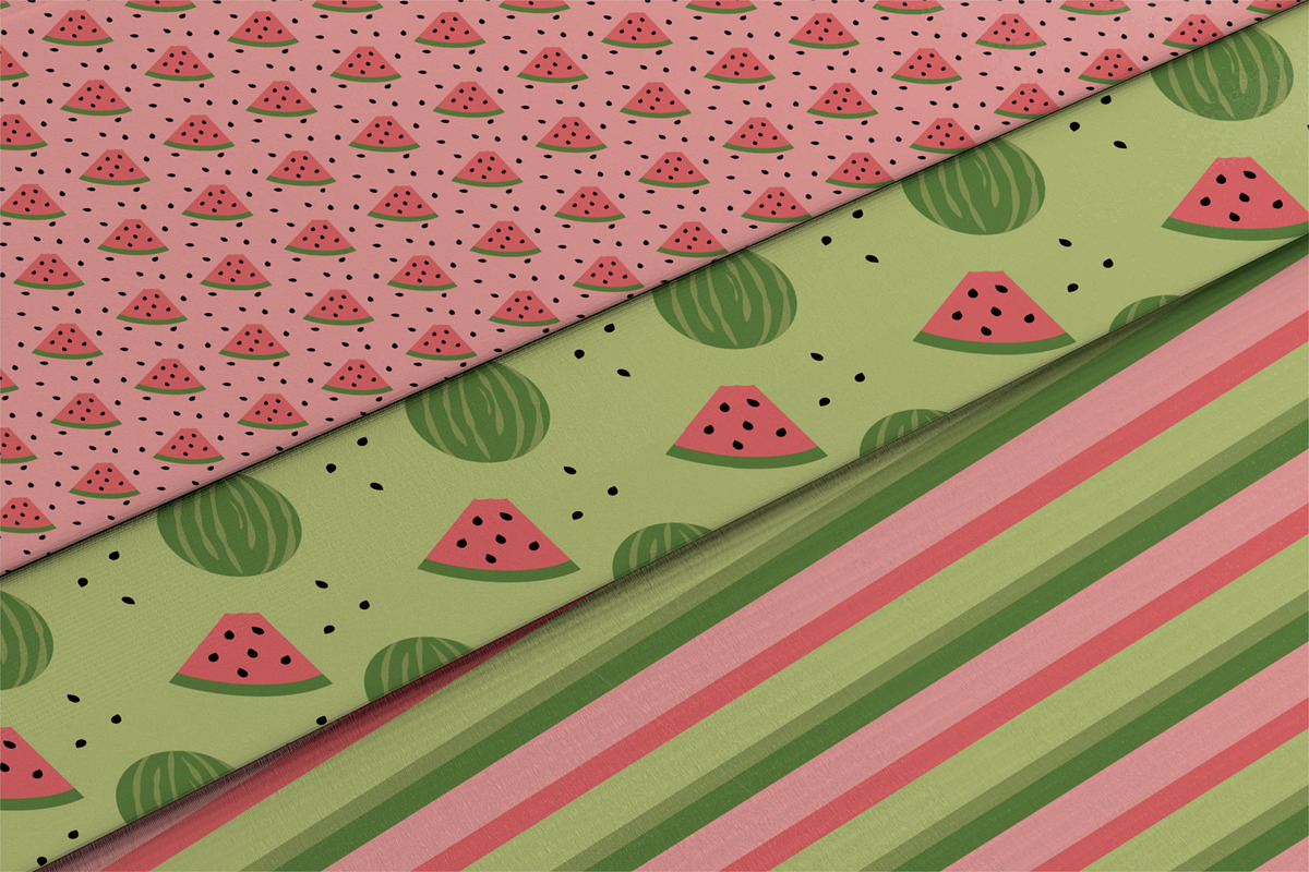 Digital Paper Pack Sweet Watermelons, a Pattern Graphic by Akwadesign (Photo 5 of 6)